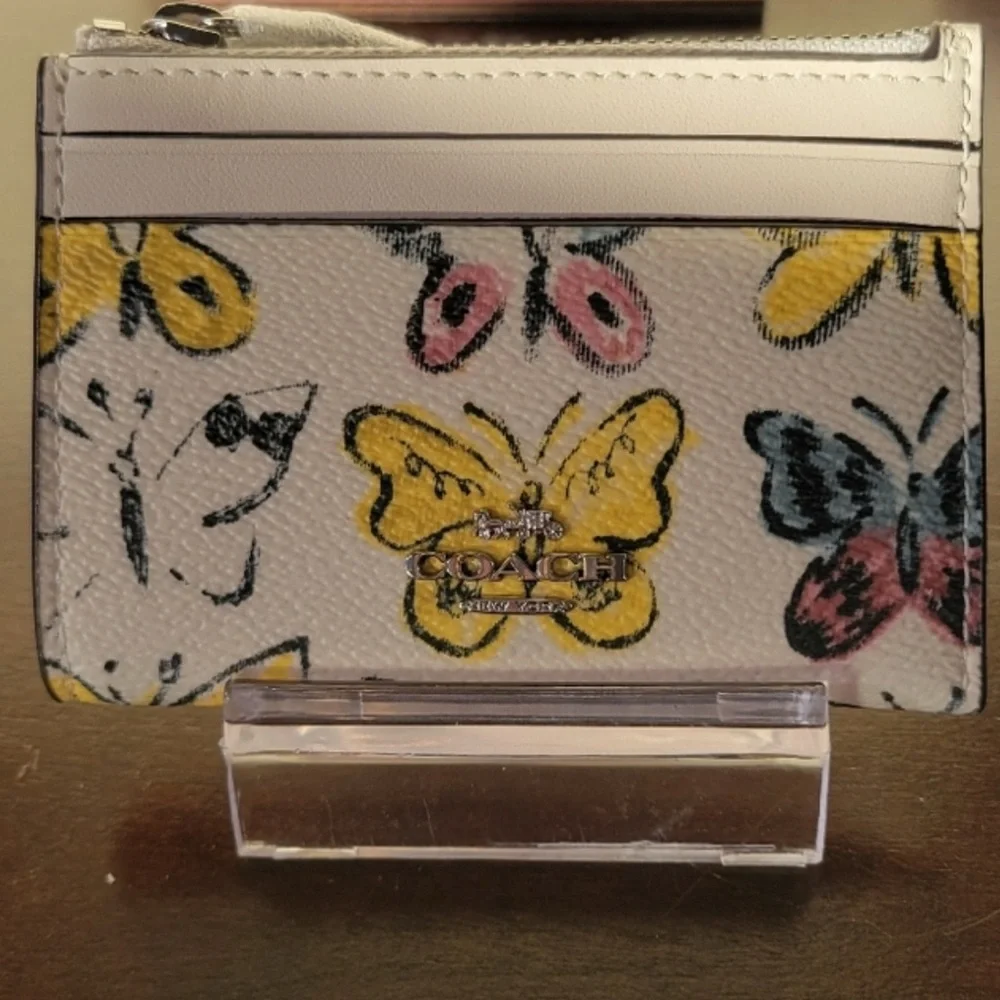Coach Multicolor Butterfly Card Holder NWT